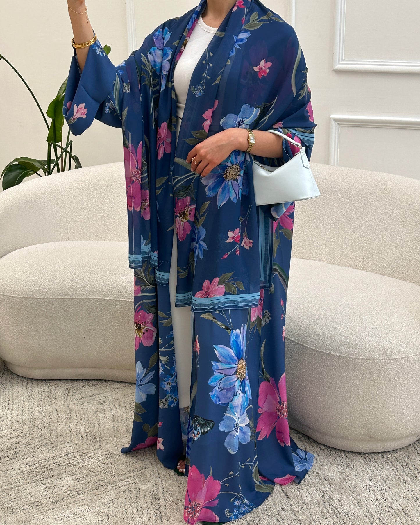 Floral- Denim blue