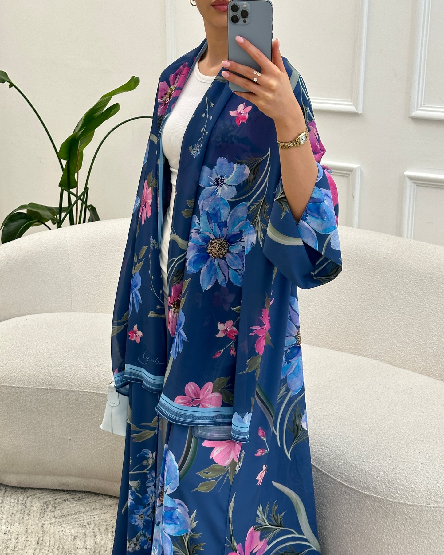Floral- Denim blue