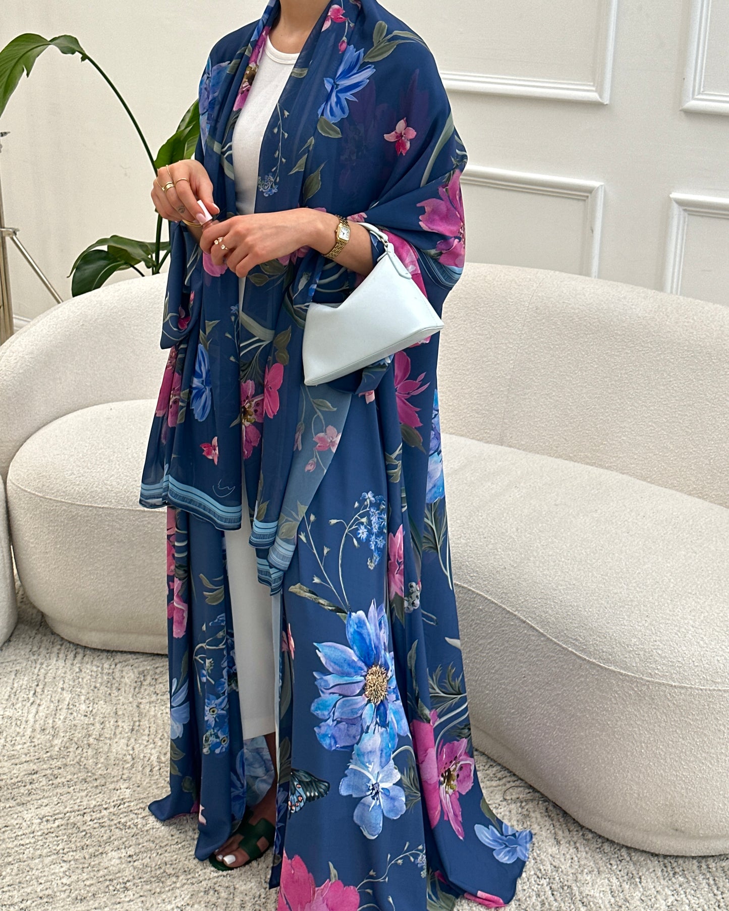 Floral- Denim blue